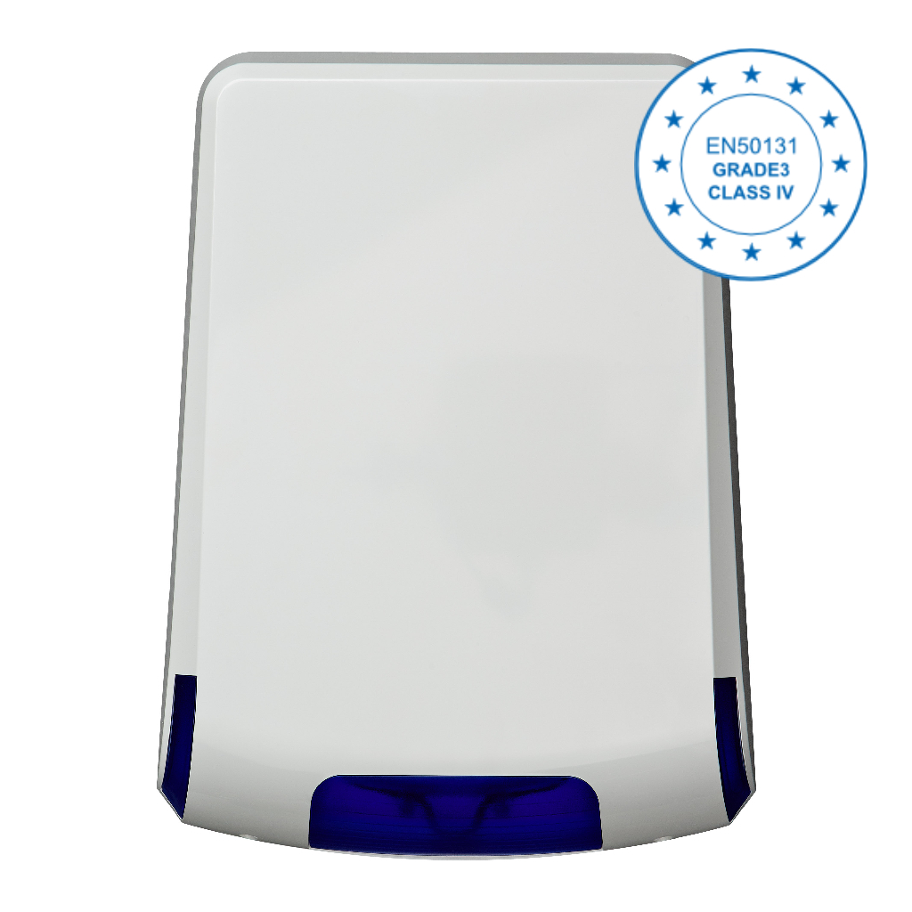 [SR300BBM] Sirena Exterior Flasch Azul Vertical. Batería integrada 9V. Grado 3