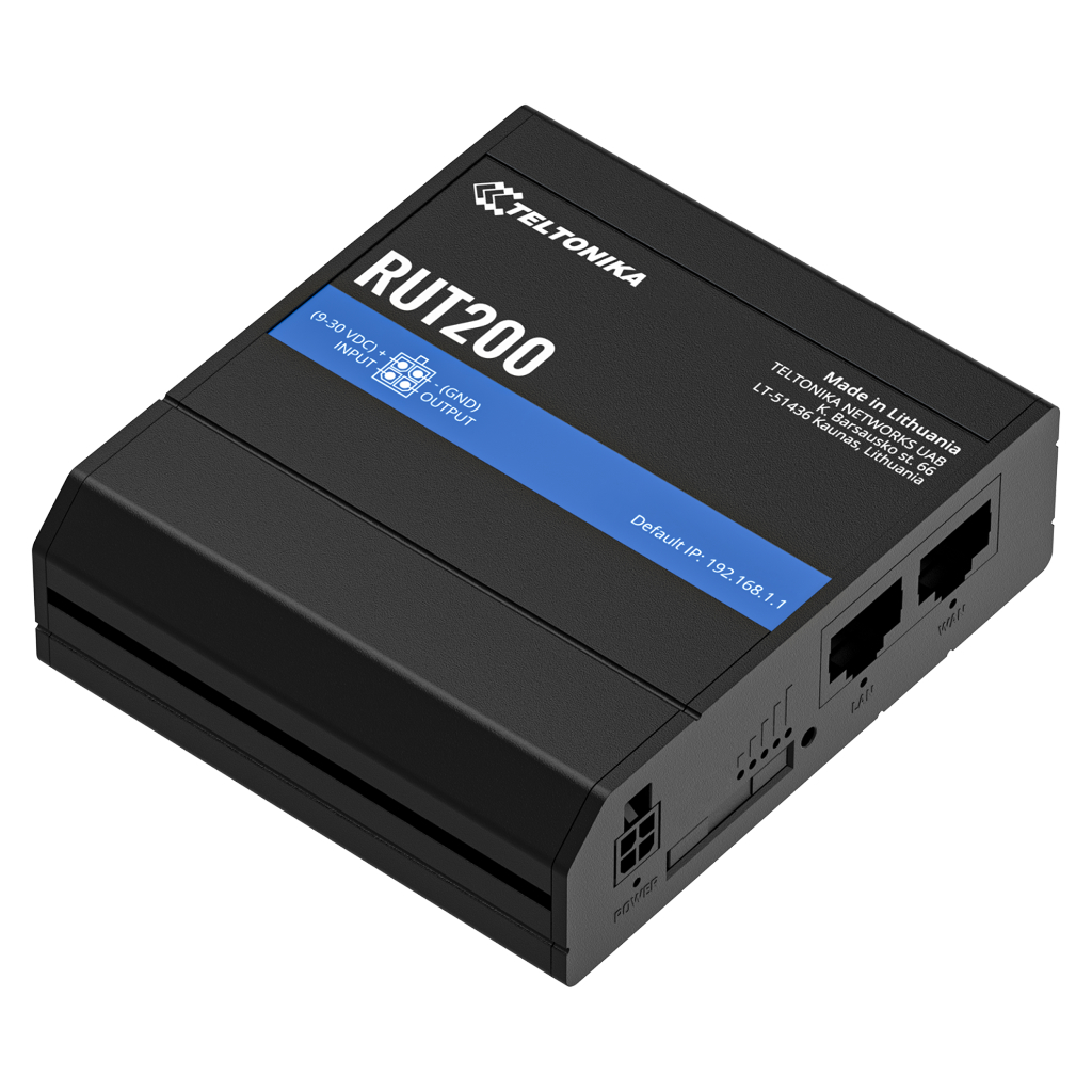 [RUT200] Router Teltonika Industrial 4G LTE 1xSIM Wi-Fi4 2xRJ45