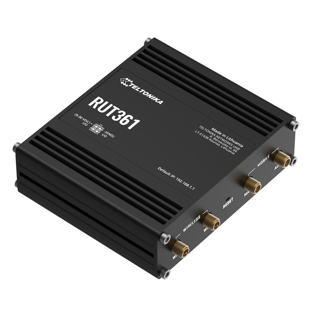 [RUT361] Router Teltonika Industrial 4G LTE 1xSIM Wi-Fi4 2xRJ45 1xDigital I/O
