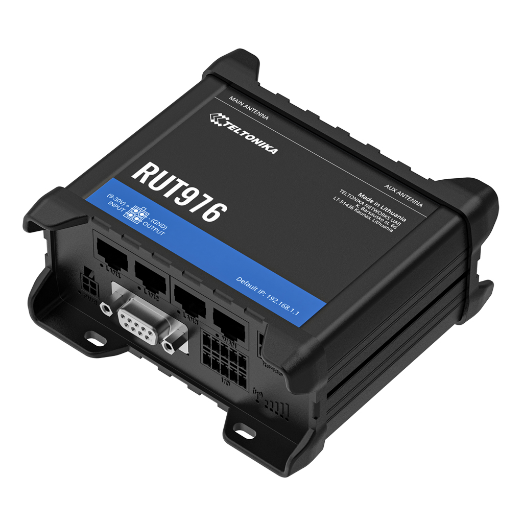 [RUT976] Router Teltonika Industrial 4G LTE 1xSIM Wi-Fi4 2xRJ45 1xDigital I/O