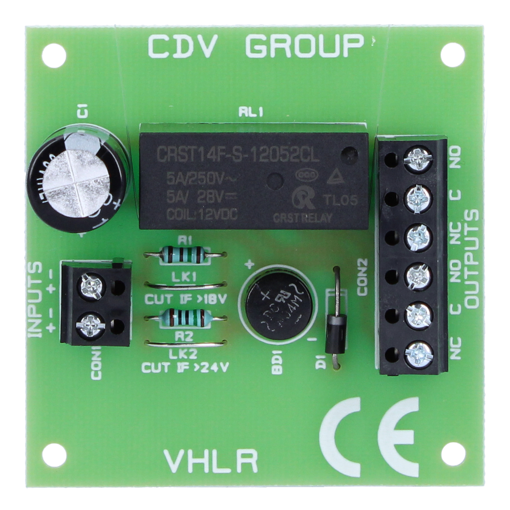 [VHLR] Relé universal 12/24 Vac/Vdc 2 contactos