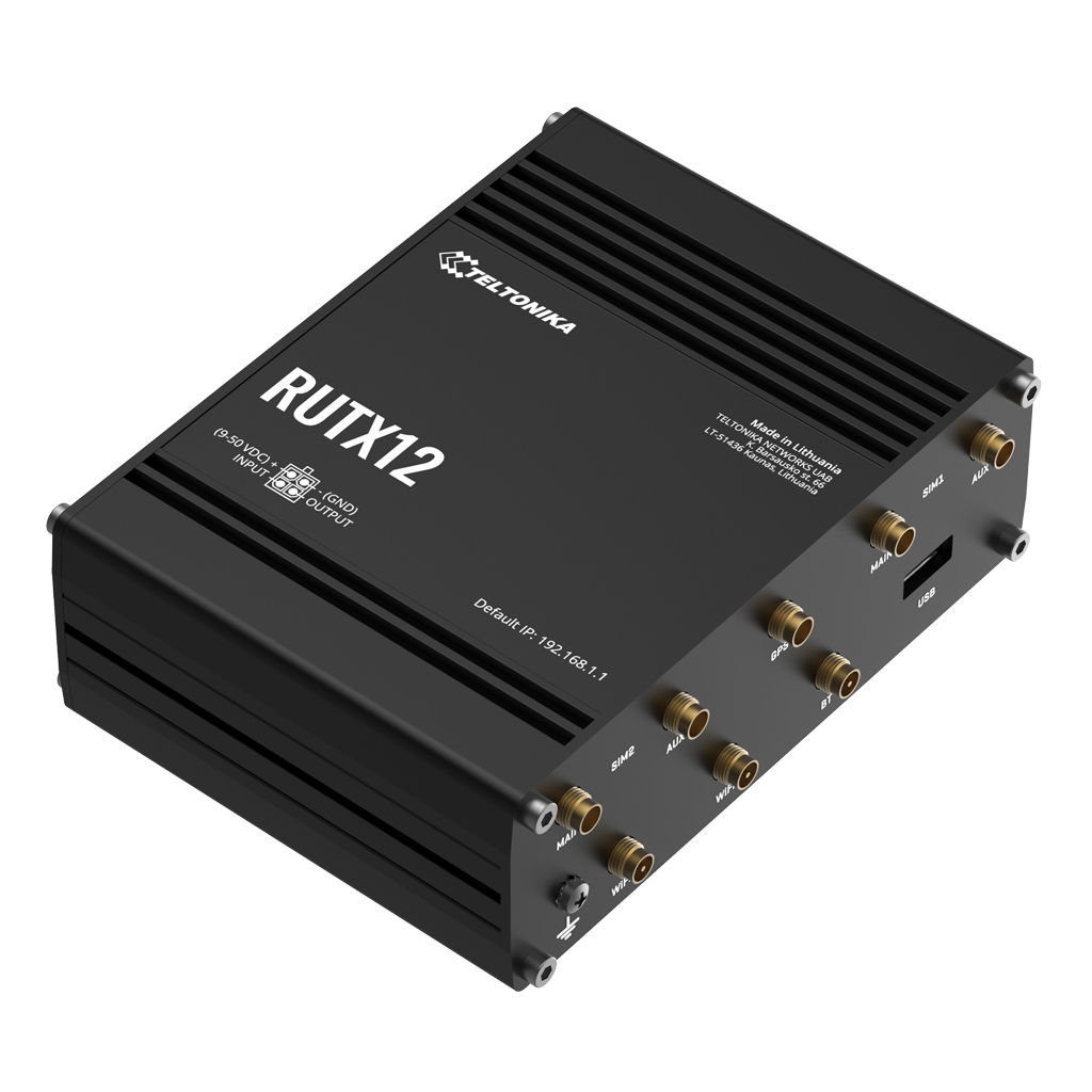 [RUTX12] Router Teltonika Industrial 2x4G LTE 2xSIM Wi-Fi5 5xRJ45 Gigabit BT GPS USB 1xDigital I/O