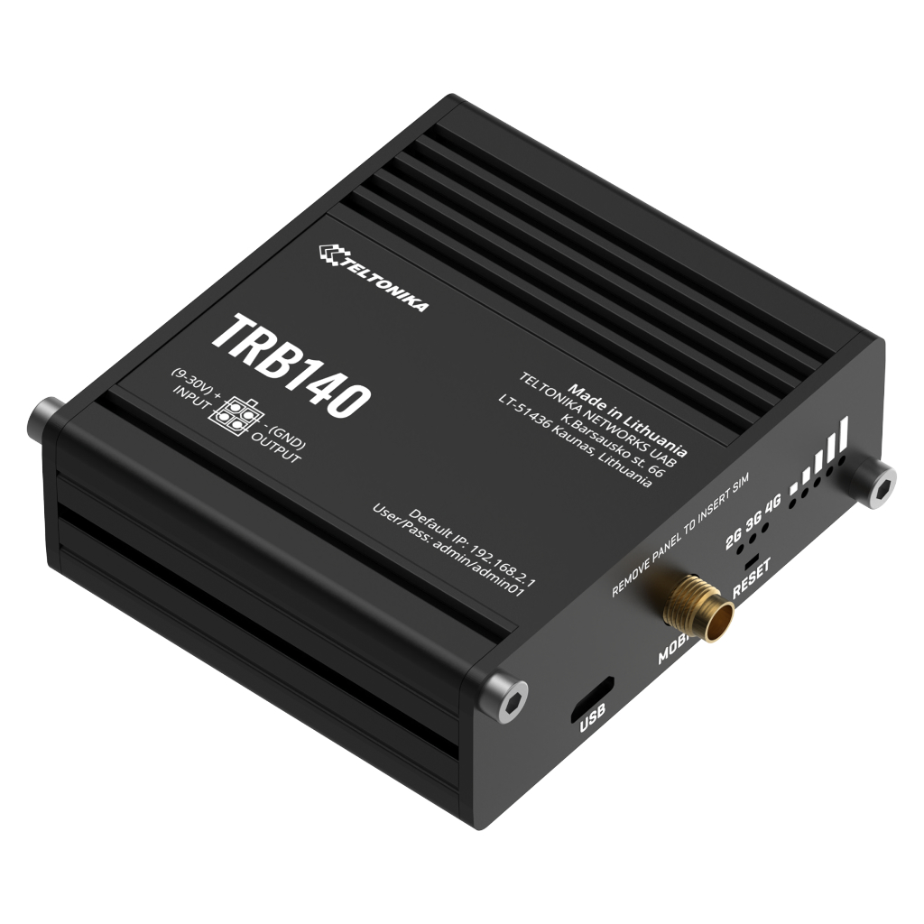 [TRB140] Gateway Teltonika Industrial 4G LTE 1xSIM 1xRJ45 Gigabit 1xDigital I/O USB