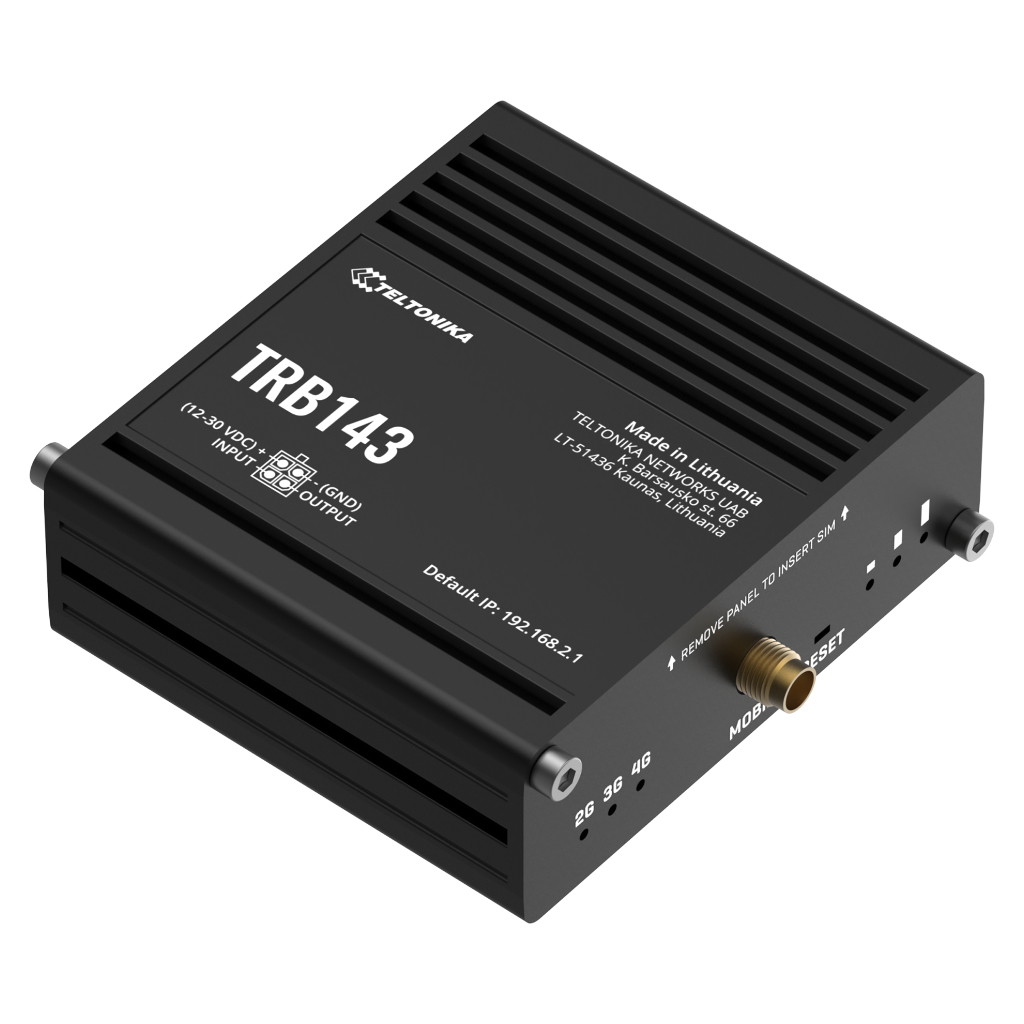 [TRB143] Gateway Teltonika Industrial 4G LTE 1xSIM 1xRJ45 Gigabit 1xDigital I/O M-Bus