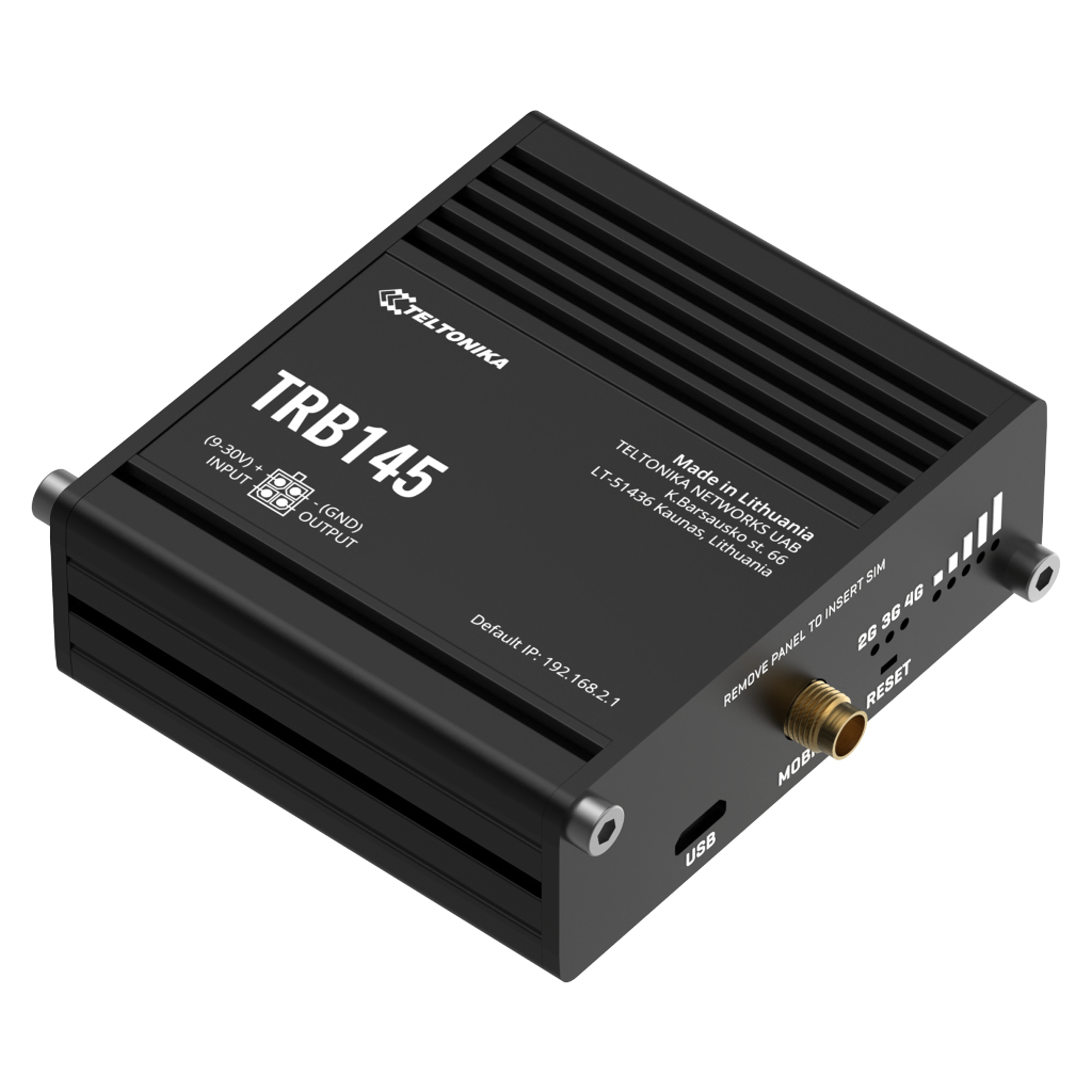 [TRB145] Gateway Teltonika Industrial 4G LTE 1xSIM 1xRJ45 Gigabit RS485 1xDigital I/O USB