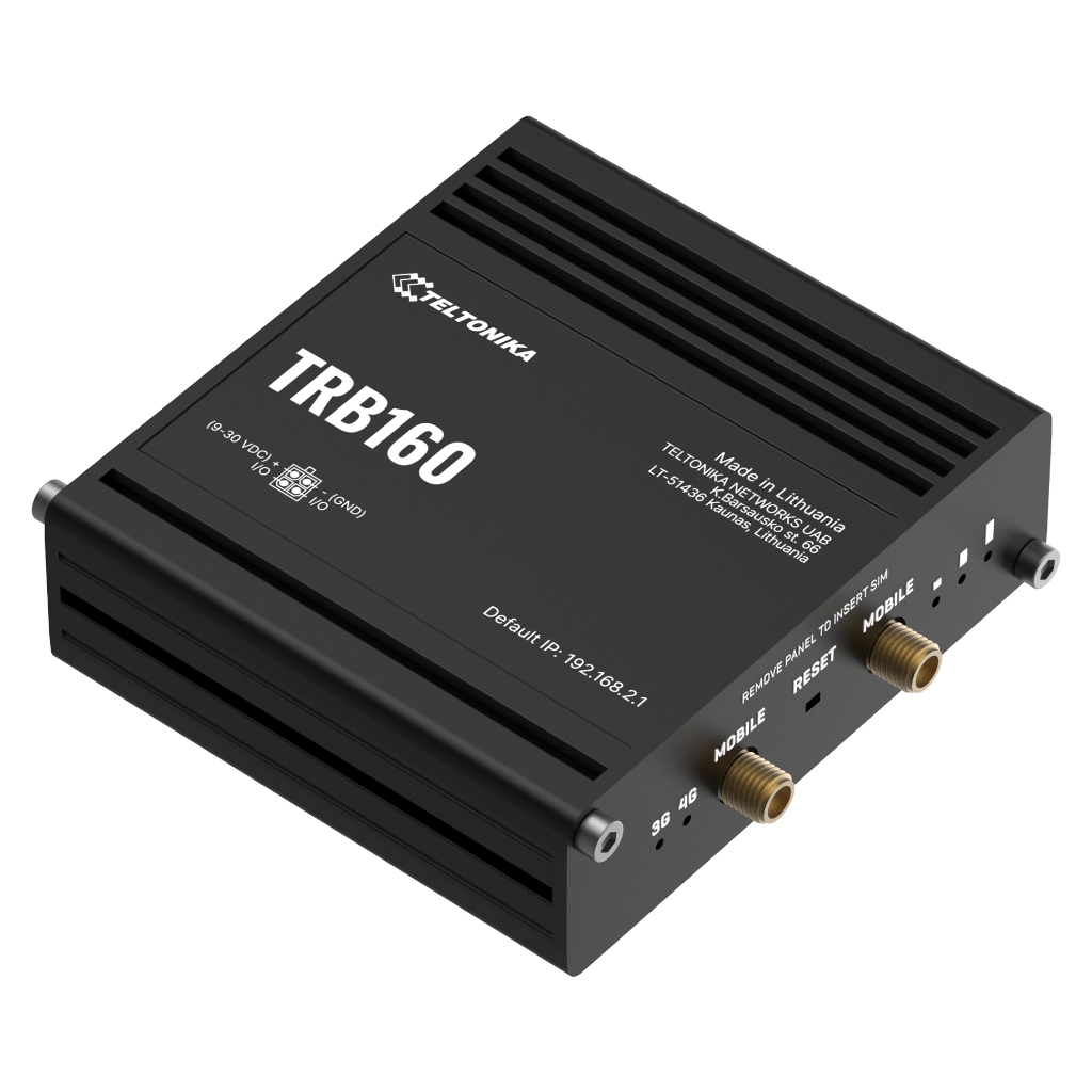 [TRB160] Gateway Teltonika Industrial 4G LTE 1xSIM 1xRJ45 Gigabit 1xDigital I/O USB