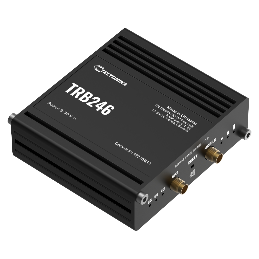 [TRB246] Gateway Teltonika Industrial 4G LTE(Cat4) 2xSIM 1xRJ45 RS485 RS232 GPS 3xDigital I/O