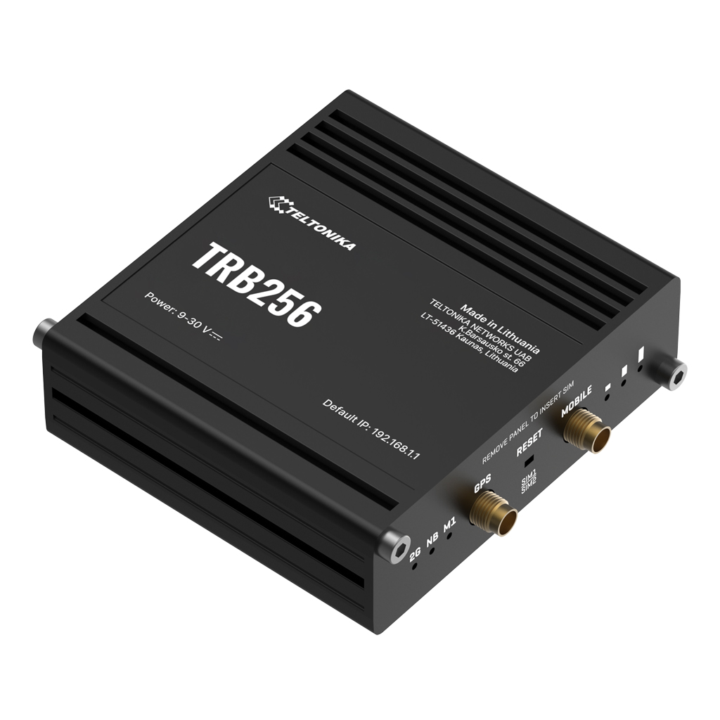 [TRB256] Gateway Teltonika Industrial 4G LTE(CatM1) 2xSIM 1xRJ45 RS485 RS232 GPS 3xDigital I/O