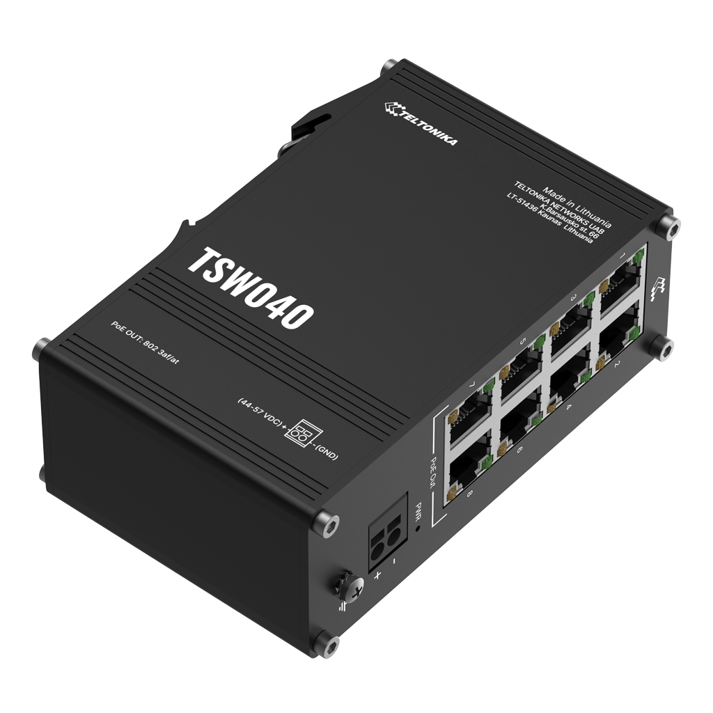 [TSW040] Switch Teltonika Industrial 8 puertos 10/100 PoE+ No_Gestionable