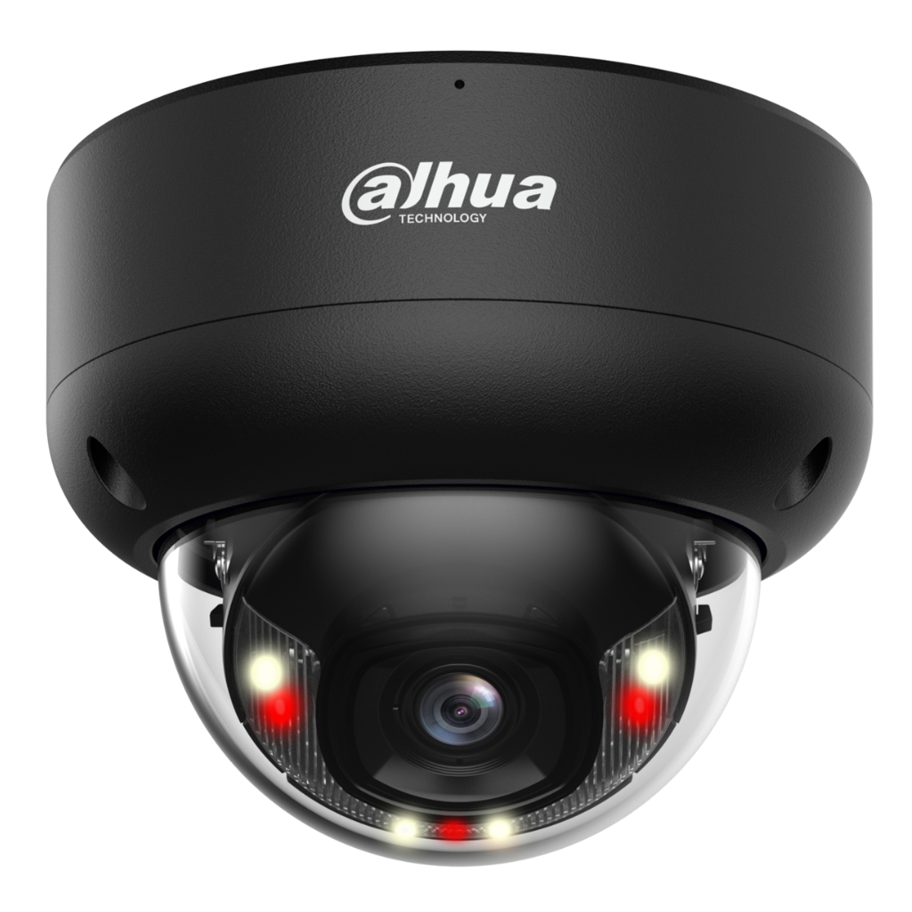 Domo IP H265 4M WDR Iluminación Dual LED40m/IR40m 2.8mm IK10 IP67 PoE SD AUDIO MIC E/S AI. Color Negro