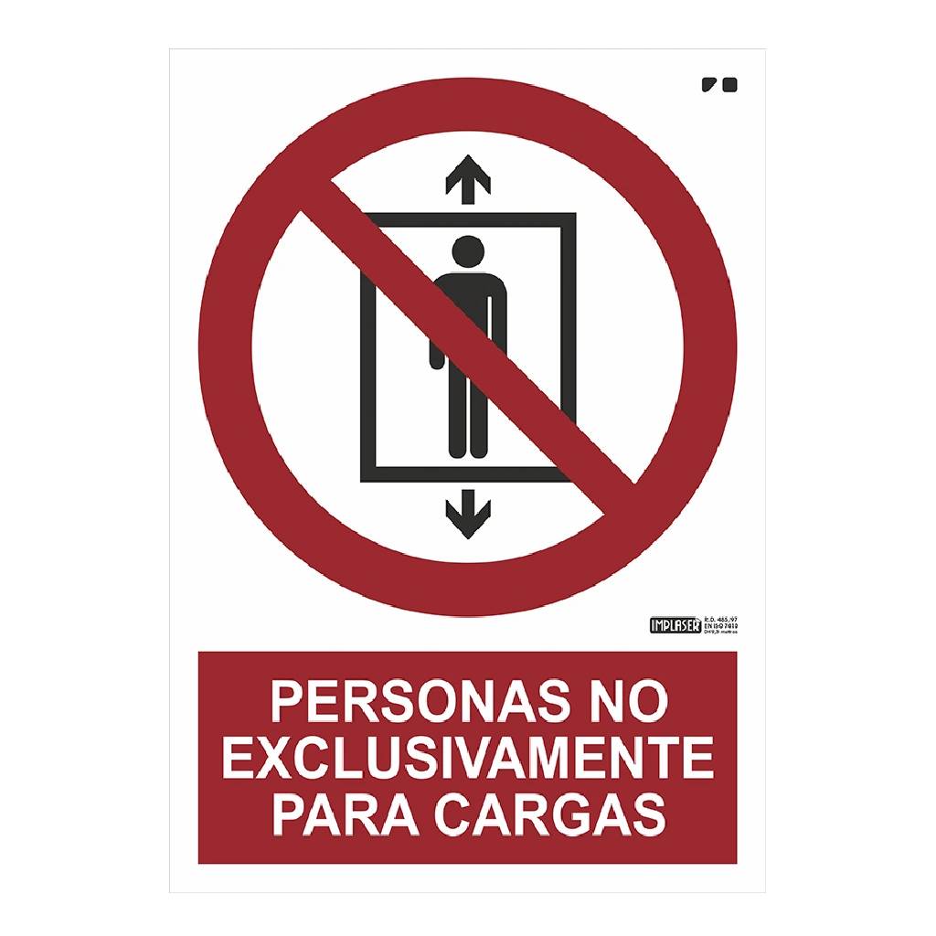 [PR09-A4] Señal Personas NO exclusivamente para cargas 29,7x21cm
