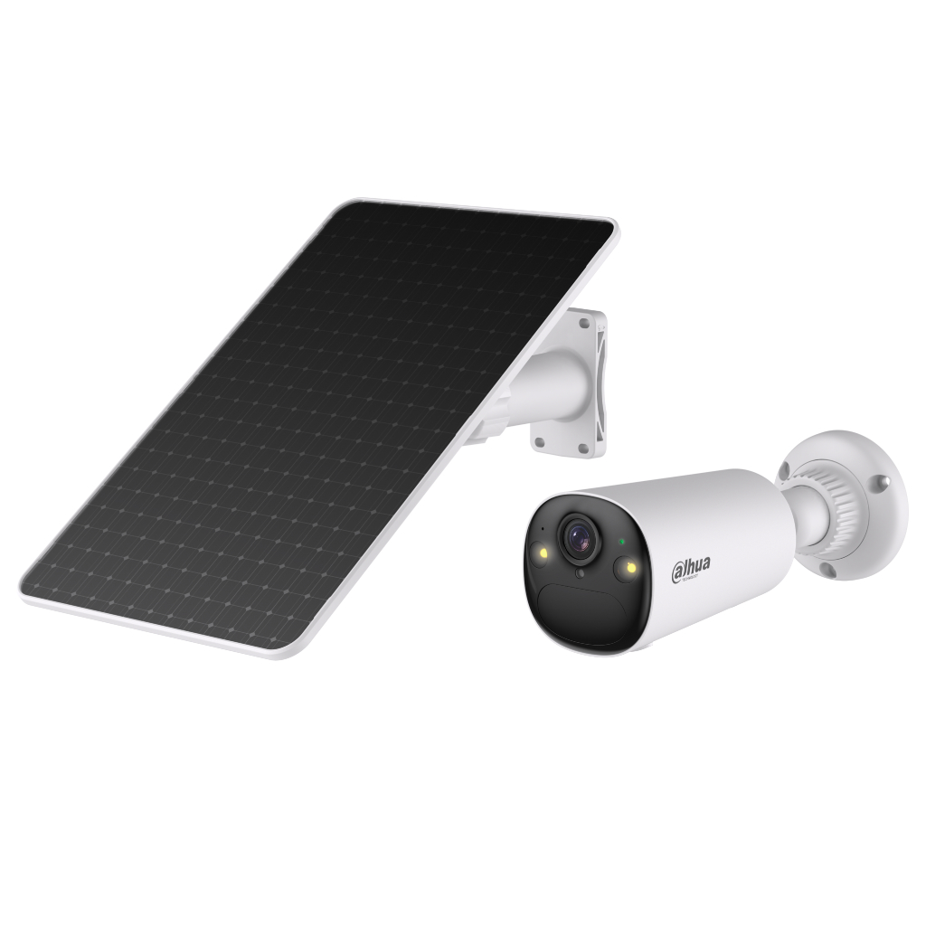[BF4CP/M0508] Tubular IP H265 4M Iluminación Dual LED20m/IR15m 2.1mm IP66 PIR MIC/Altavoz WiFi AI con batería + Panel Solar