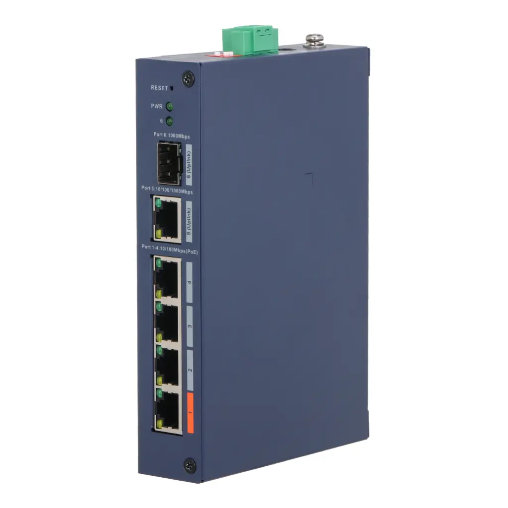 Switch Hardened PoE 4 puertos 10/100 + 1RJ45 Gigabit + 1SFP Gigabit 60W Gestionable en Cloud Layer2