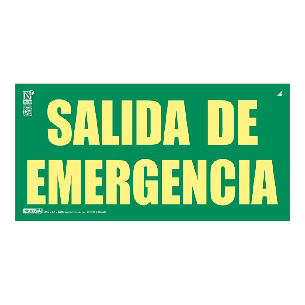 [EV393L-20M] Señal salida de emergencia Clase A 64x32cm. 20m