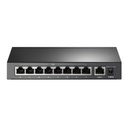 Switch 9 puertos a 10/100 Mbps con PoE+ de 8 puertos