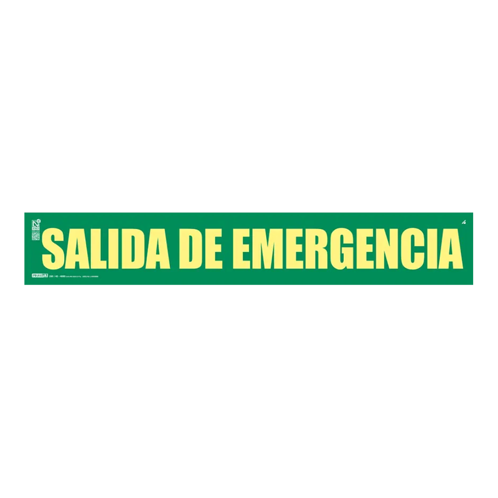 [EV376L] Señal salida de emergencia Clase A 65x10,5cm. Observación reducida a 7m