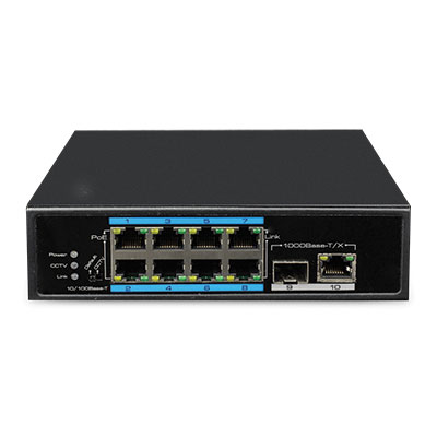 [UTP7108E-POE] Switch Industrial PoE+ Watchdog 8 puertos 10/100 + 2 Uplink 10/100/1000 (SFP+RJ45) / 120W 802.3af/at 6KV - Modo CCTV 250m