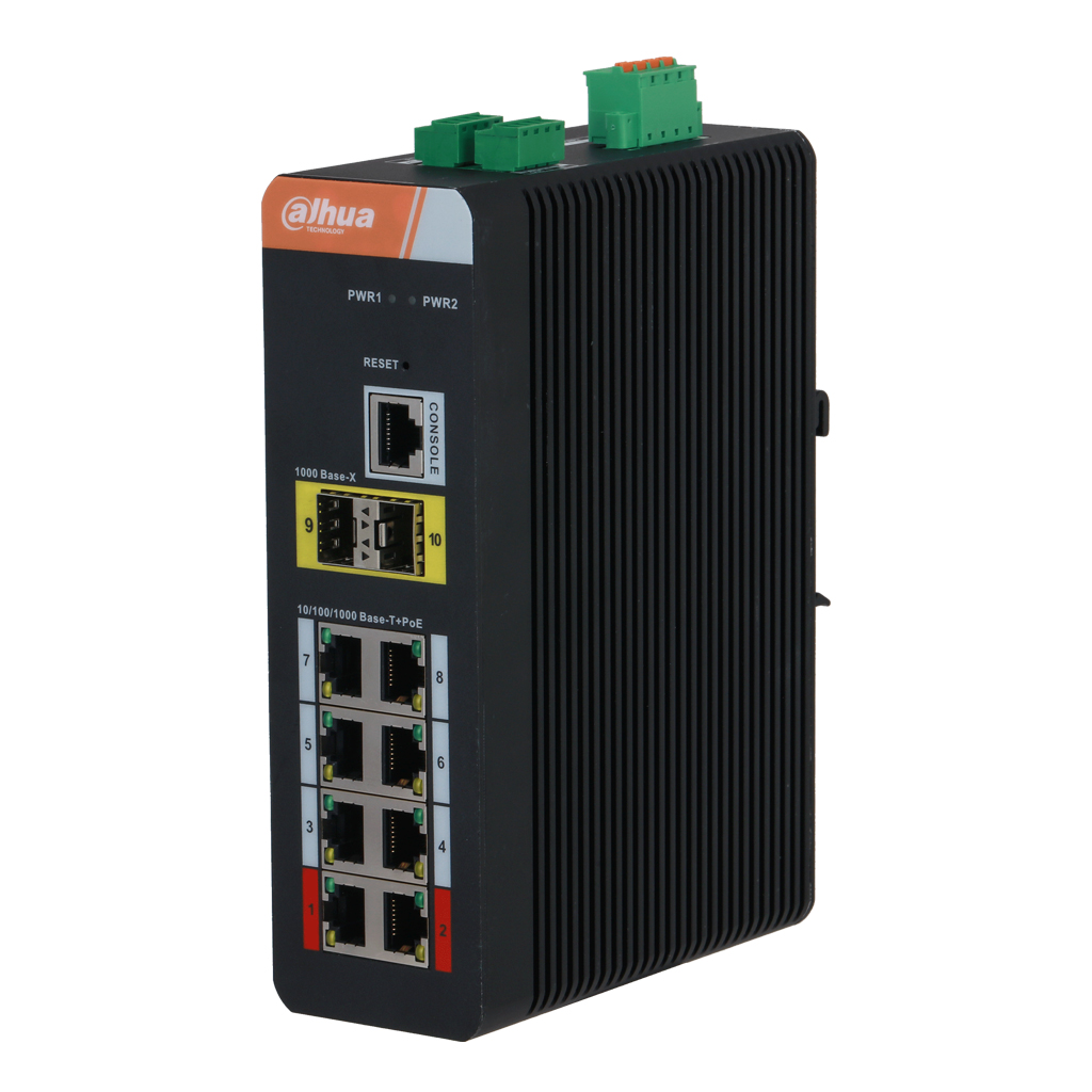 [PFS4210-8GT-DP] Switch PoE 2.0 Industrial 8 puertos Gigabit +2SFP Uplink Gigabit 120W Manejable Layer2