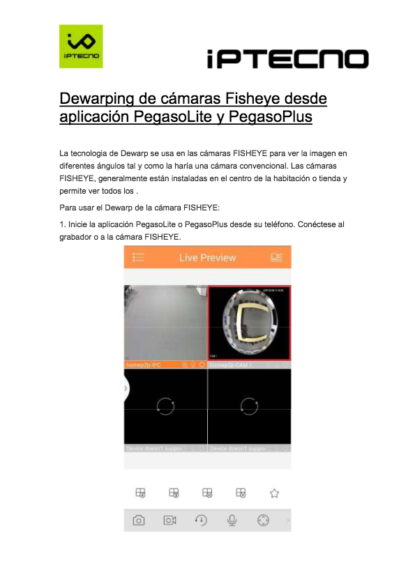 Dewarping de cámaras Fisheye desde apps PegasoLite y PegasoPlus Versión: 1.0