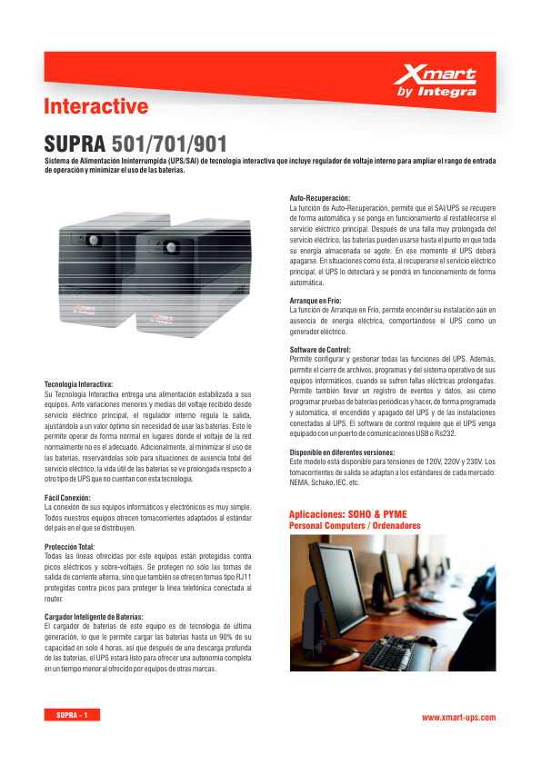 SAI-SUPRA-701/901 - Ficha Técnica Xmart By Integra