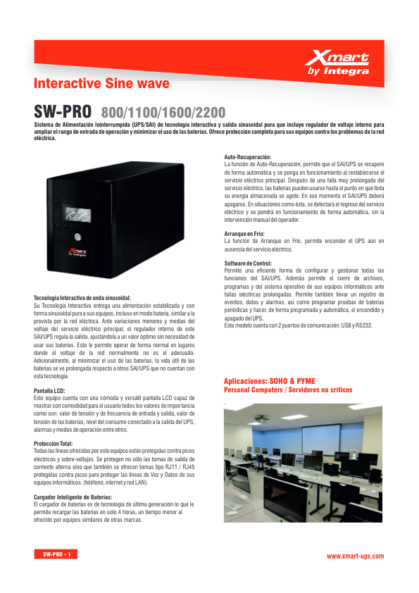 SAI-SW-PRO-2200 - Ficha Técnica Xmart By Integra