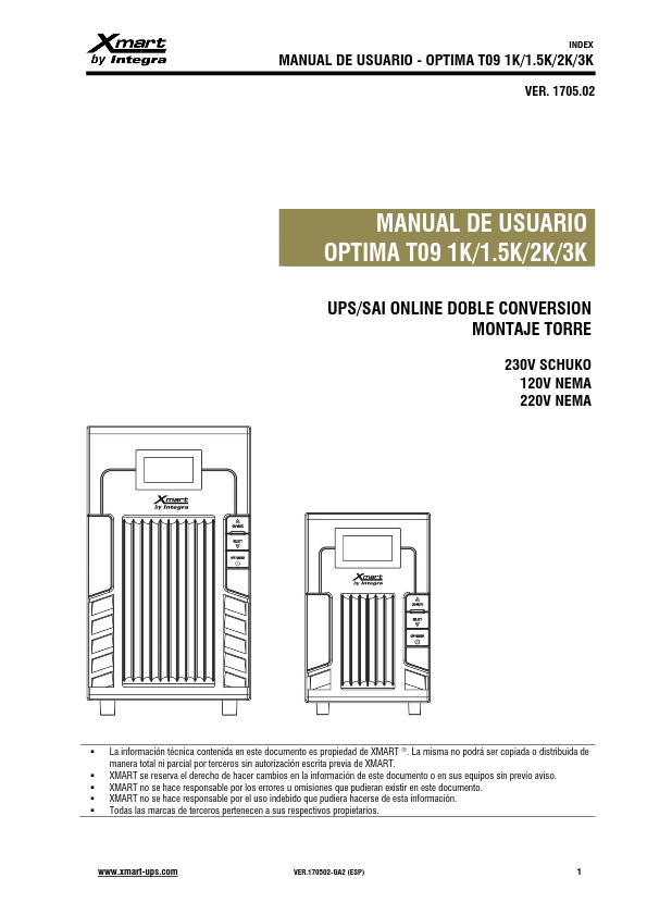 SAI-OPTIMA-T09-1.5K/2K/3K - Manual de usuario