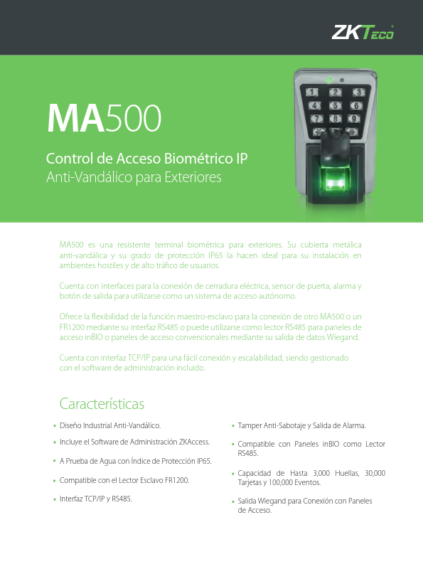 ACO-MA500-1 - Ficha Técnica ZKTeco