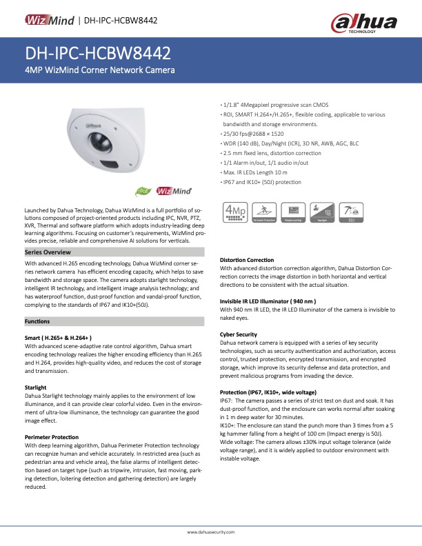 IPC-HCBW8442 - Ficha Técnica Dahua