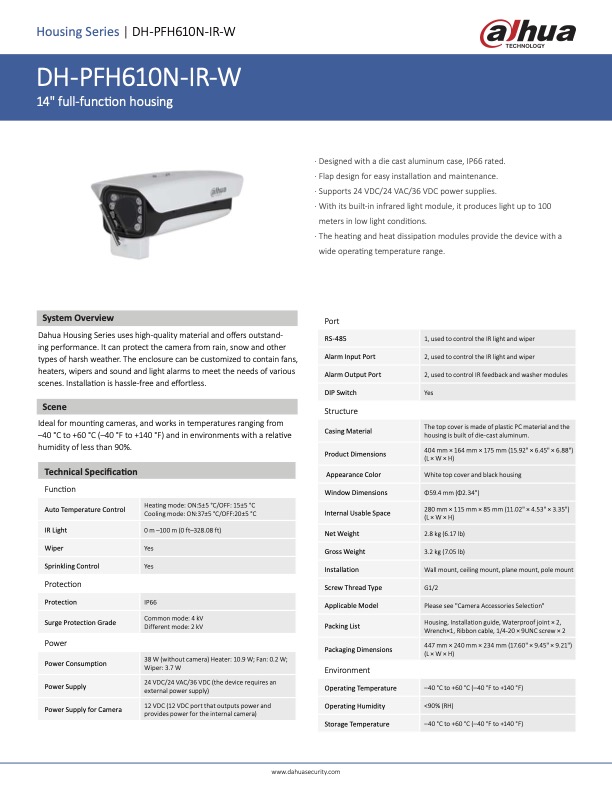PFH610N-IR-W - Ficha Técnica Dahua
