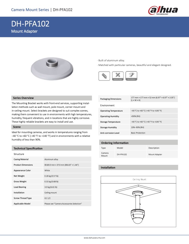 PFA102 - Ficha Técnica Dahua