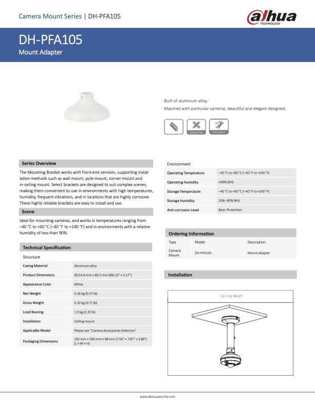 PFA105 - Ficha Técnica Dahua