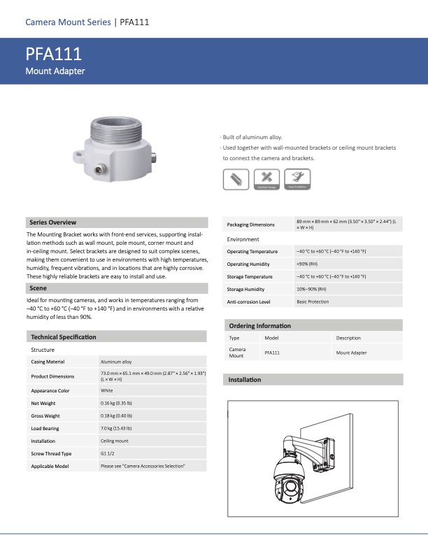 PFA111 - Ficha Técnica Dahua