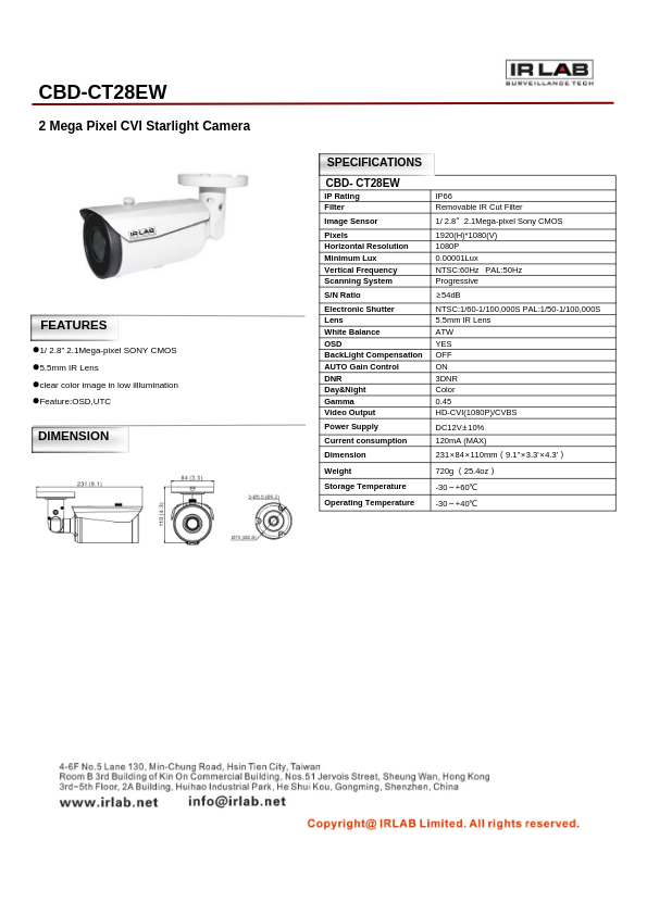 CBD-CT28EW - Ficha Técnica IRLAB