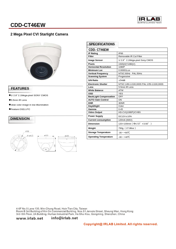 CDD-CT46EW - Ficha Técnica IRLAB