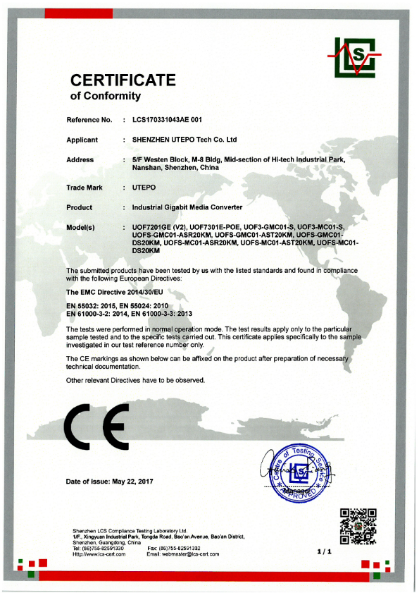 UOF7201GE - Certificado CE