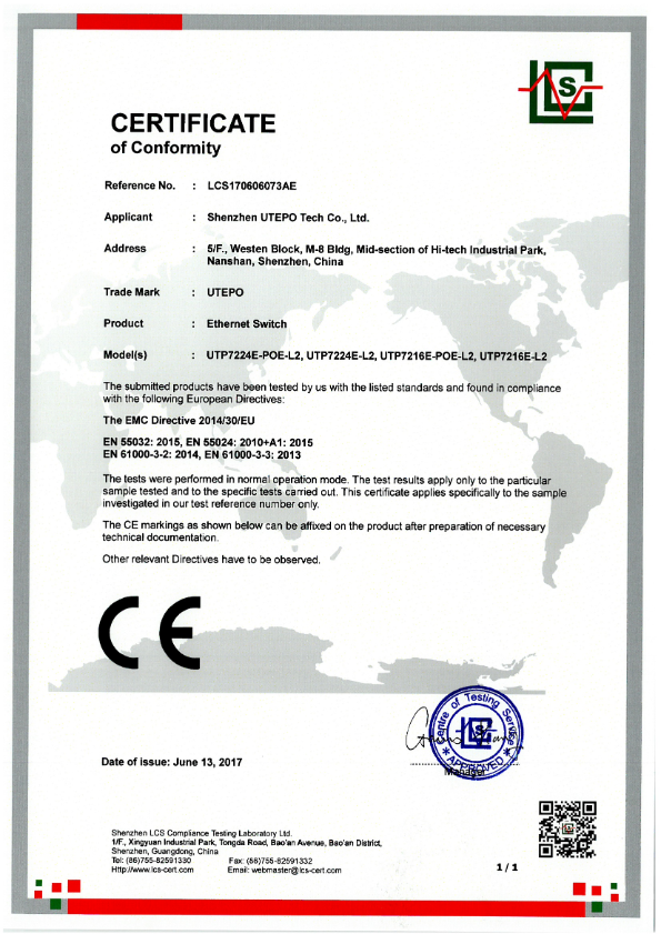 UTP7224E-POE-L2 - Certificado CE