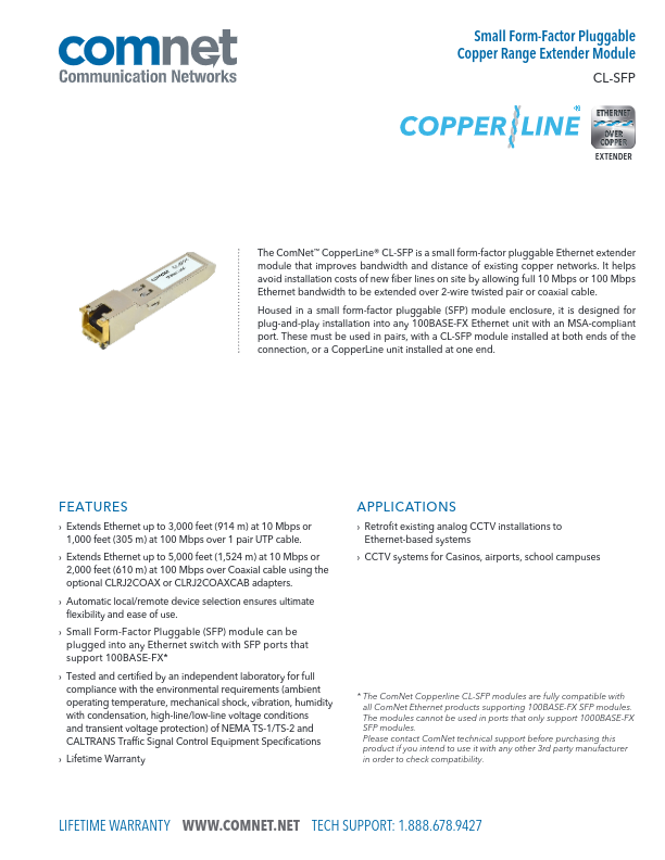 CL-SFP3 - Ficha Técnica Comnet