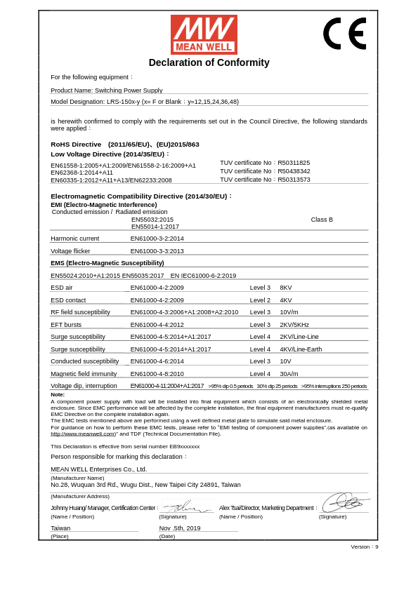 LRS-150-12 - Certificado CE