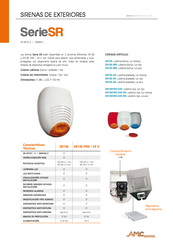 Fiche technique SR136