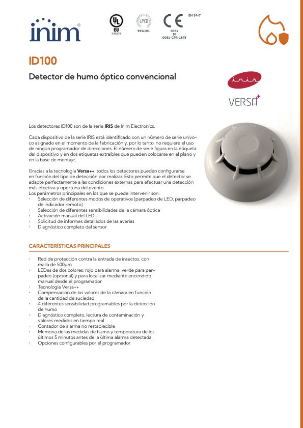 ID100(B) - Ficha Técnica Inim