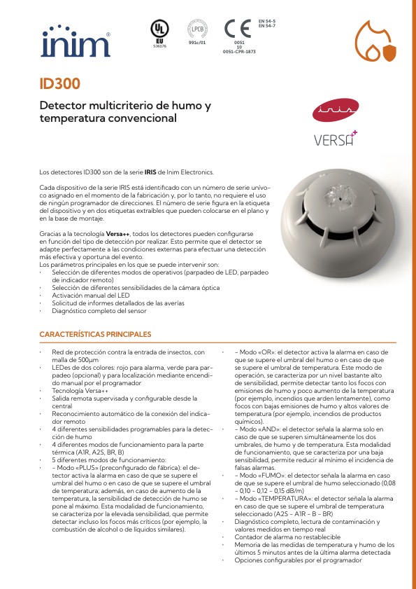 ID300(B) - Ficha Técnica Inim