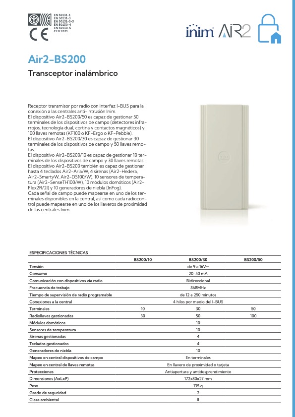 AIR2-BS200-xx - Ficha Técnica Inim