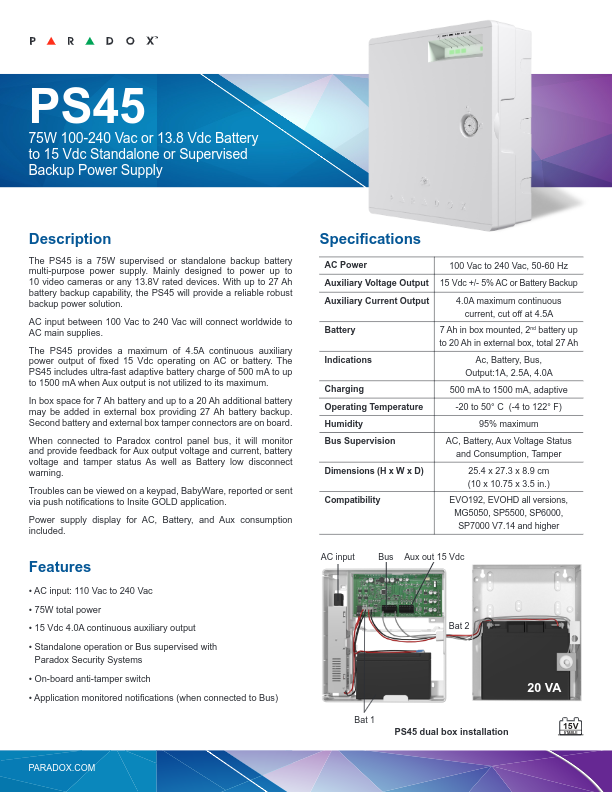 PS45 - Ficha Técnica Paradox