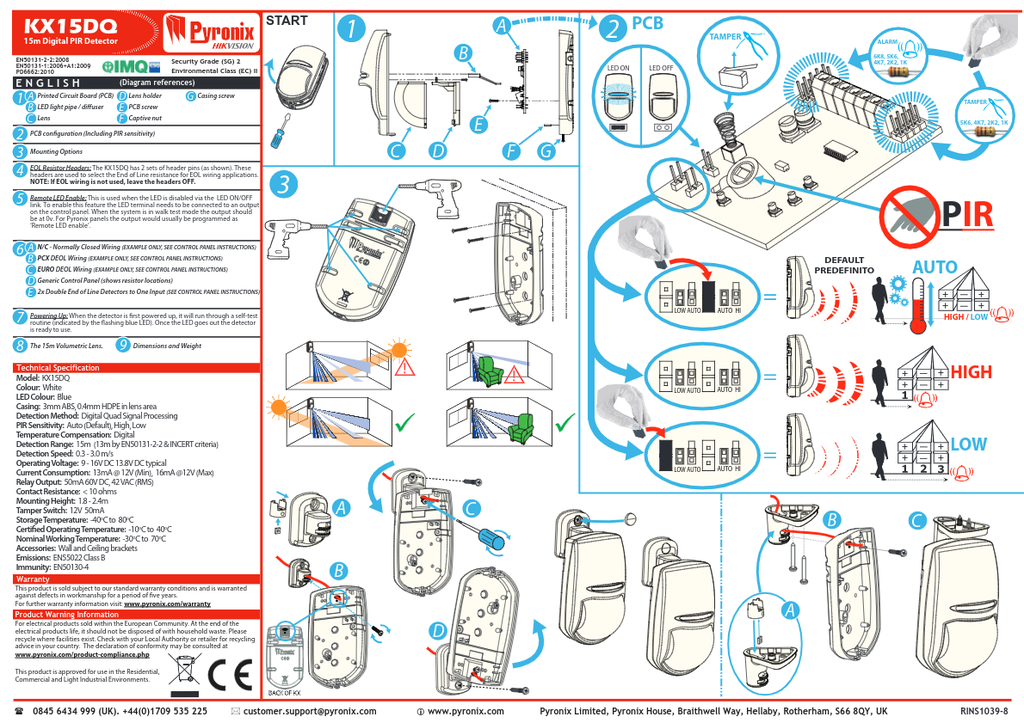 KX15DQ - Manual de Instalación Pyronix