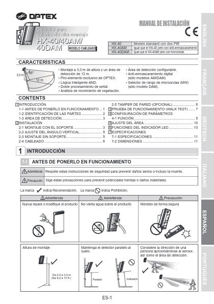 HX-40 - Manual de Instalación OPTEX