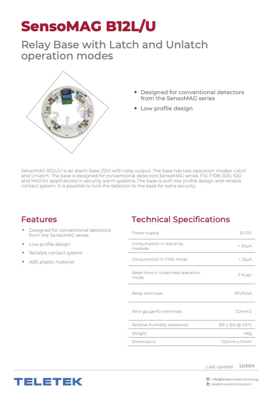 SensoMAG-B12 - Ficha Técnica Teletek