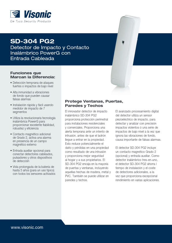 SD-304 - Ficha Técnica Visonic