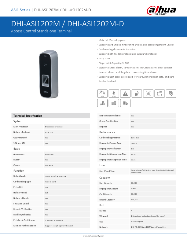 ASI1202M - Ficha Técnica Dahua