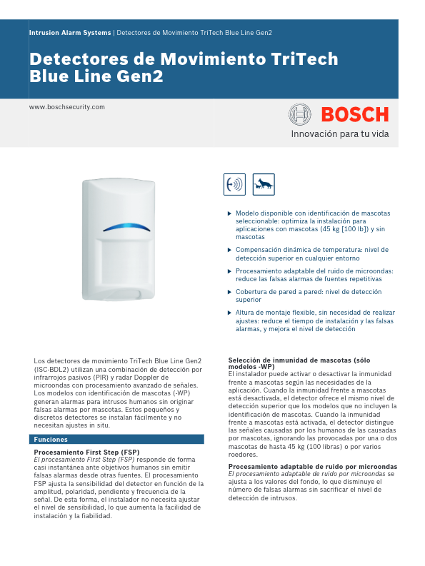 ISC-BDL2-WP12GE - Ficha Técnica Bosch