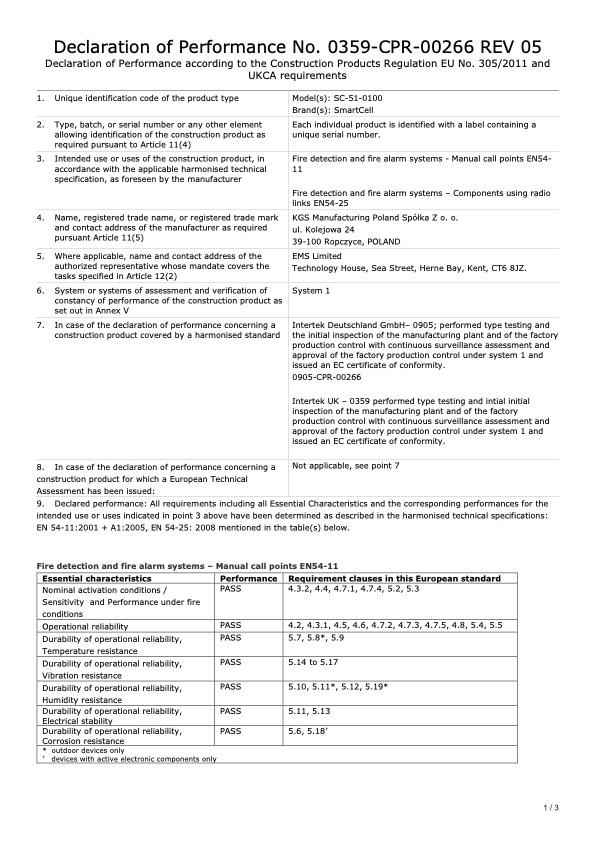 SC-51-0100-0001-99 - Certificado DoP